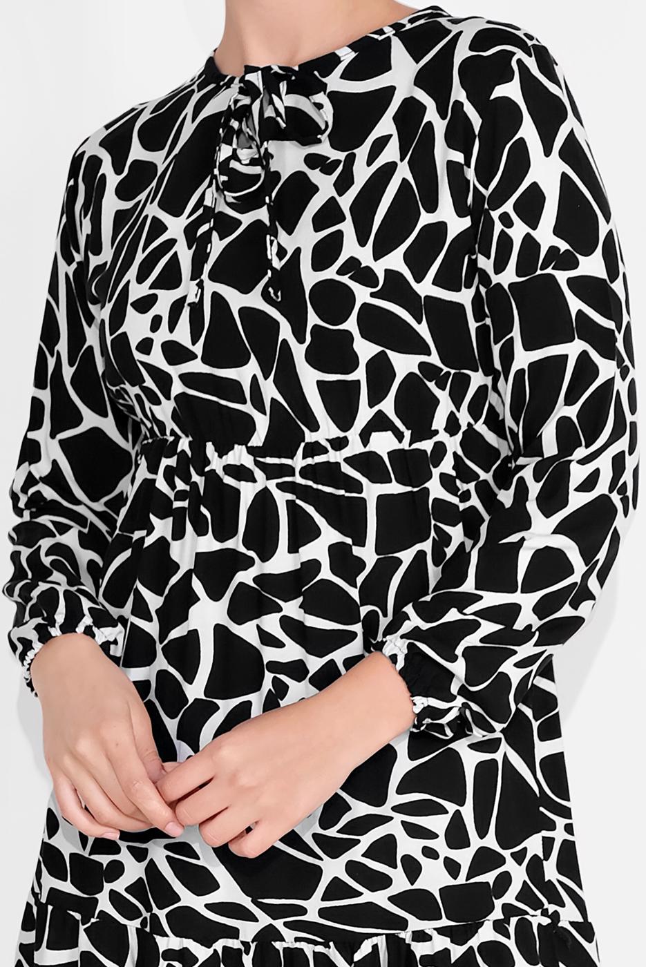 Vêtements hijab NOIR ROBE IMPRIMÉE 9030 