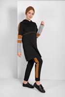 Tesettür giyim SİYAH ŞERİTLİ İKİLİ PANTOLONLU EŞOFMAN TAKIMI 07104