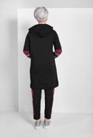 Tesettür giyim SİYAH ŞERİTLİ İKİLİ PANTOLONLU EŞOFMAN TAKIMI 07104