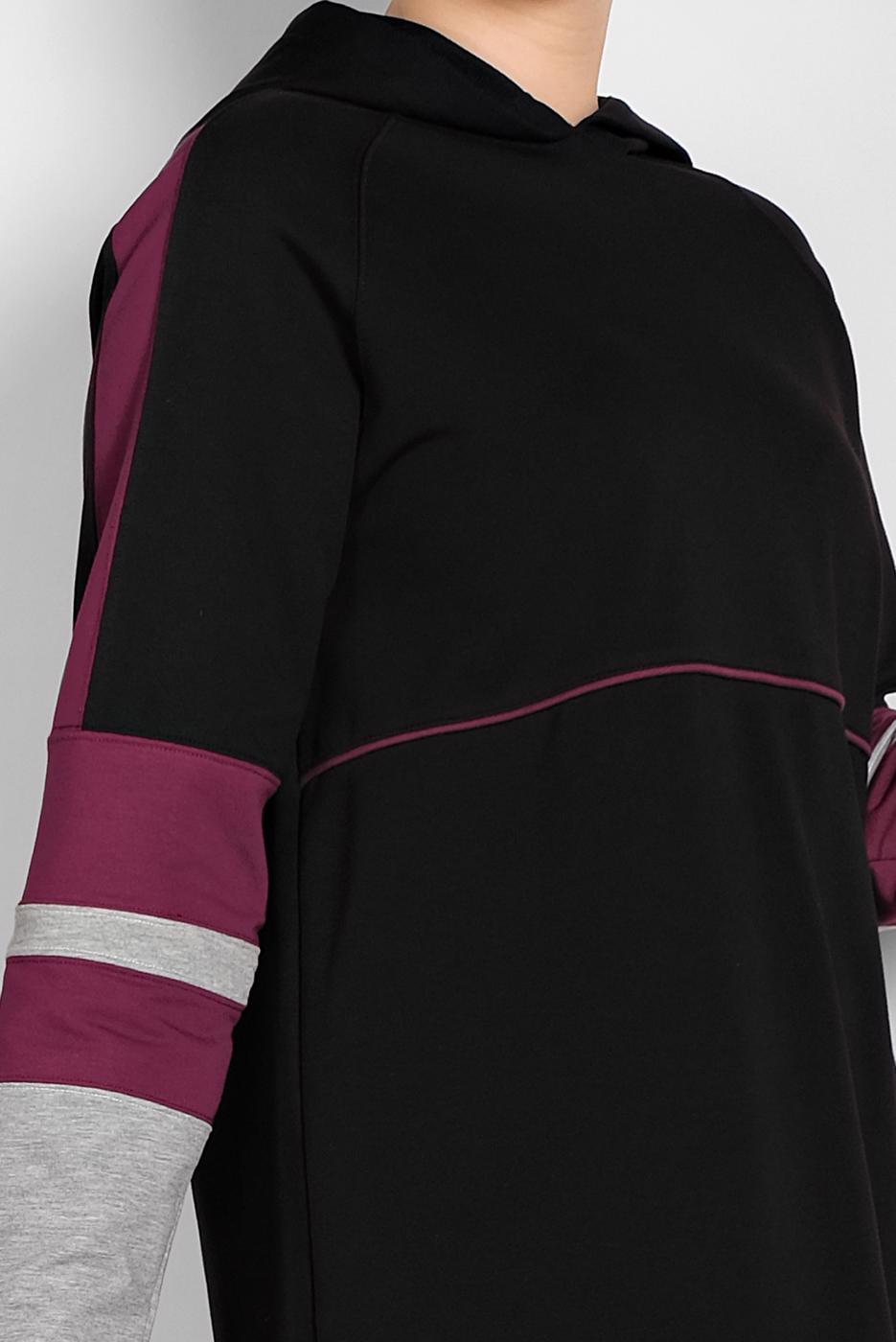 Tesettür giyim SİYAH ŞERİTLİ İKİLİ PANTOLONLU EŞOFMAN TAKIMI 07104