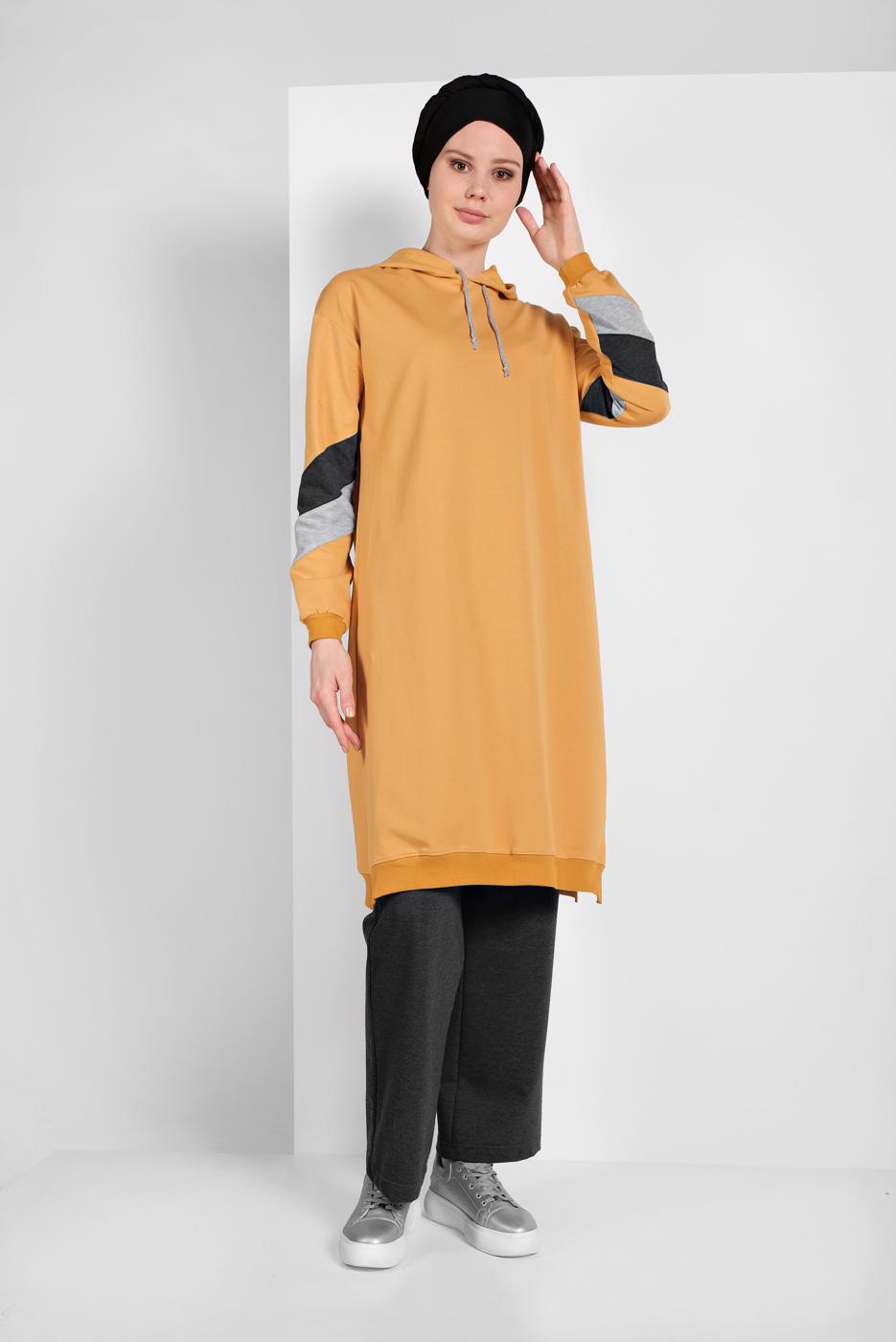 Tesettür giyim YEŞİL KAPÜŞONLU EŞOFMAN TAKIMI 46104