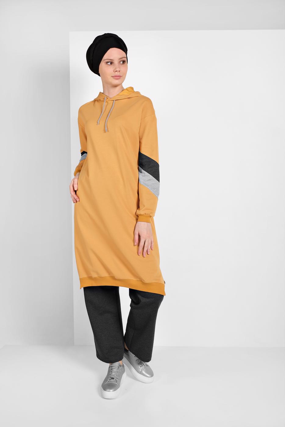 Tesettür giyim YEŞİL KAPÜŞONLU EŞOFMAN TAKIMI 46104