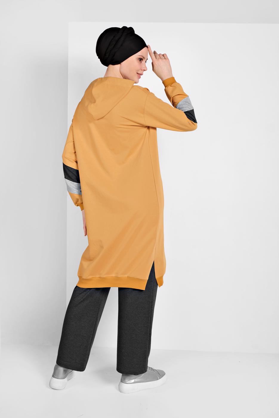 Tesettür giyim YEŞİL KAPÜŞONLU EŞOFMAN TAKIMI 46104