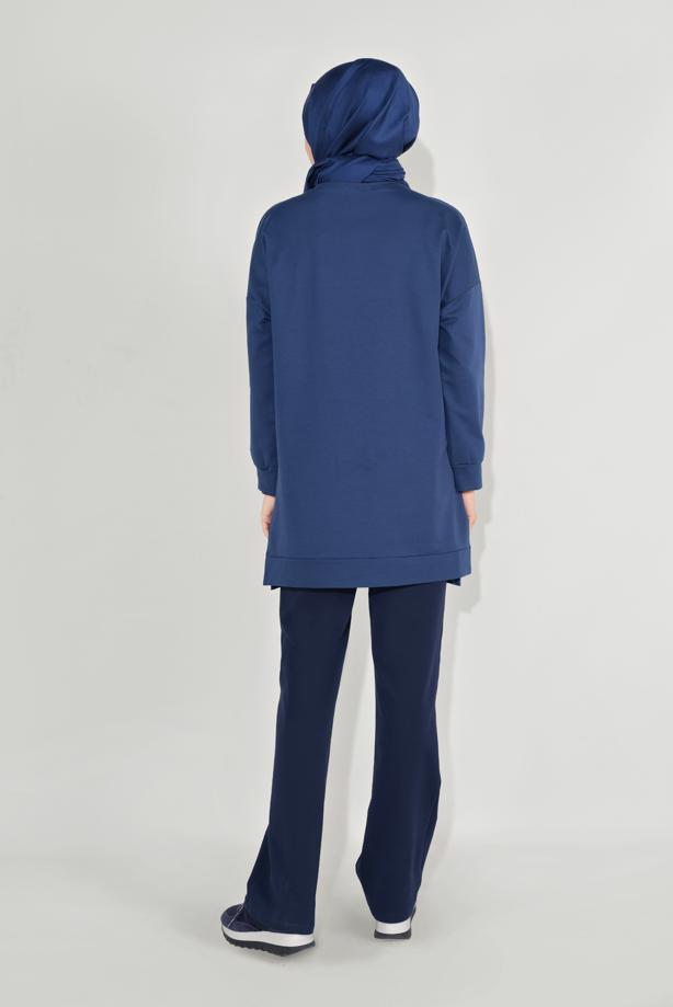 Tesettür giyim LACİVERT ALVİNA PAMUKLU BELDEN BAĞLAMALI EŞOFMAN ALTI 70100 - TRENDTESETTÜR