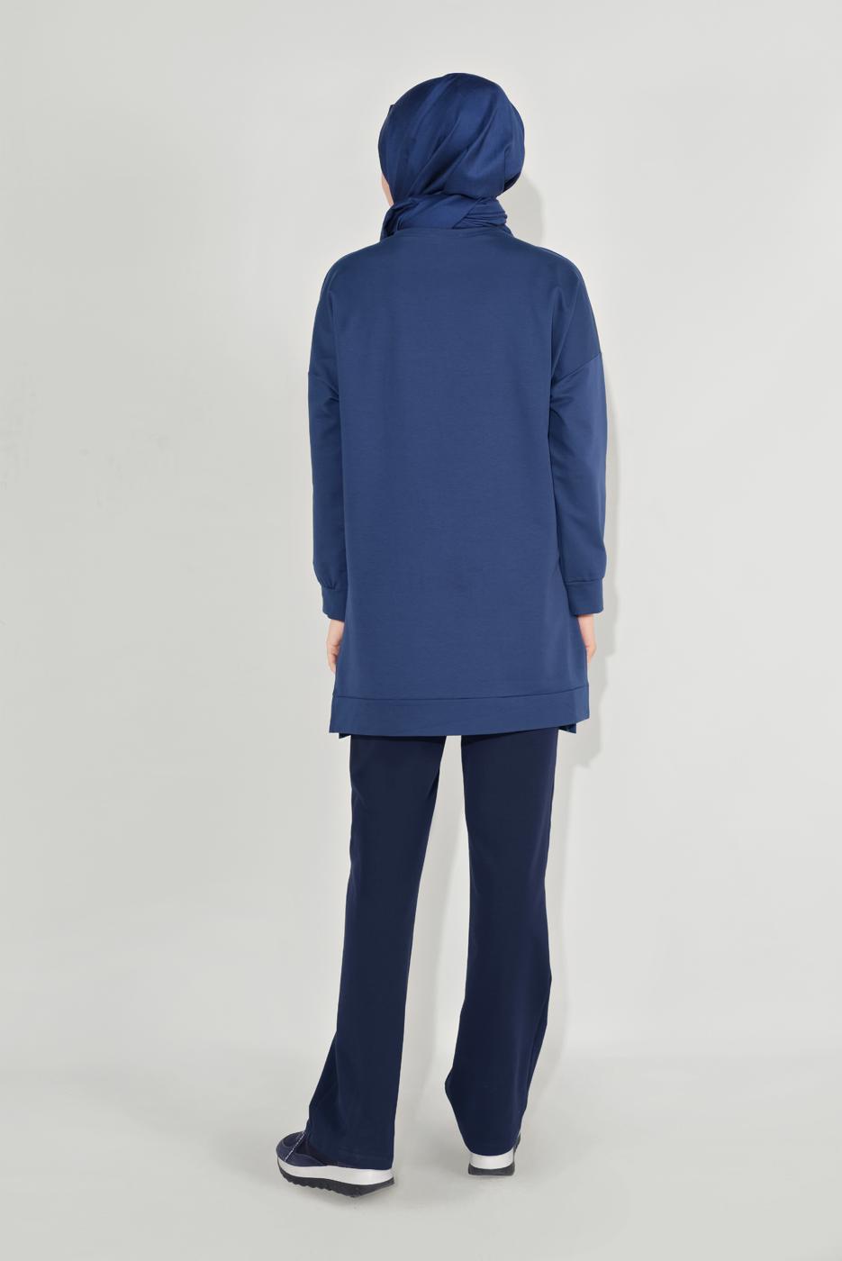 Tesettür giyim LACİVERT ALVİNA PAMUKLU BELDEN BAĞLAMALI EŞOFMAN ALTI 70100