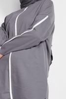 Tesettür giyim GRİ ÇİZGİ DETAYLI EŞOFMAN TAKIM 038 