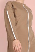 Tesettür giyim KAHVE ÇİZGİ DETAYLI EŞOFMAN TAKIM 038 