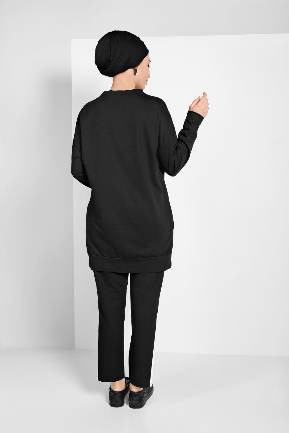 Tesettür giyim SİYAH ÇİZGİLİ EŞOFMAN TAKIM 138