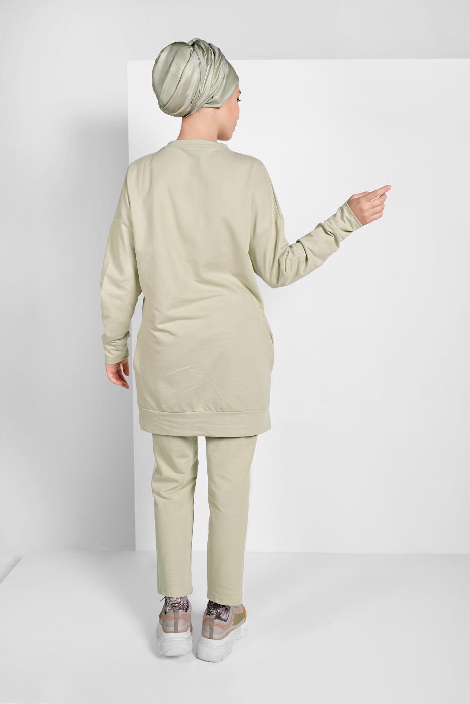 Tesettür giyim YEŞİL ÇİZGİLİ EŞOFMAN TAKIM 138