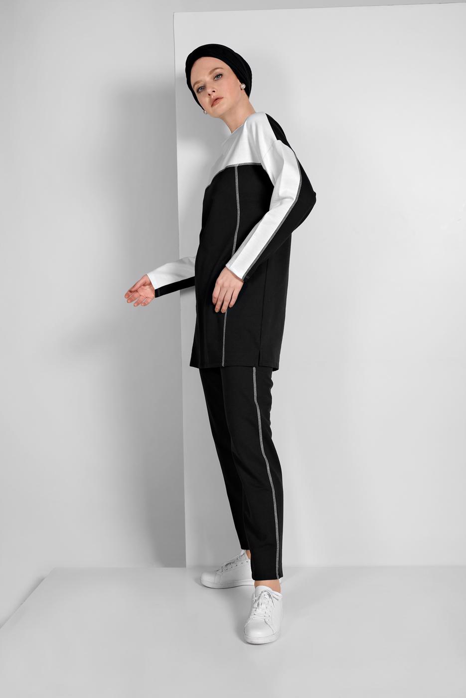 Tesettür giyim BEYAZ  İKİ RENKLİ EŞOFMAN TAKIM 238