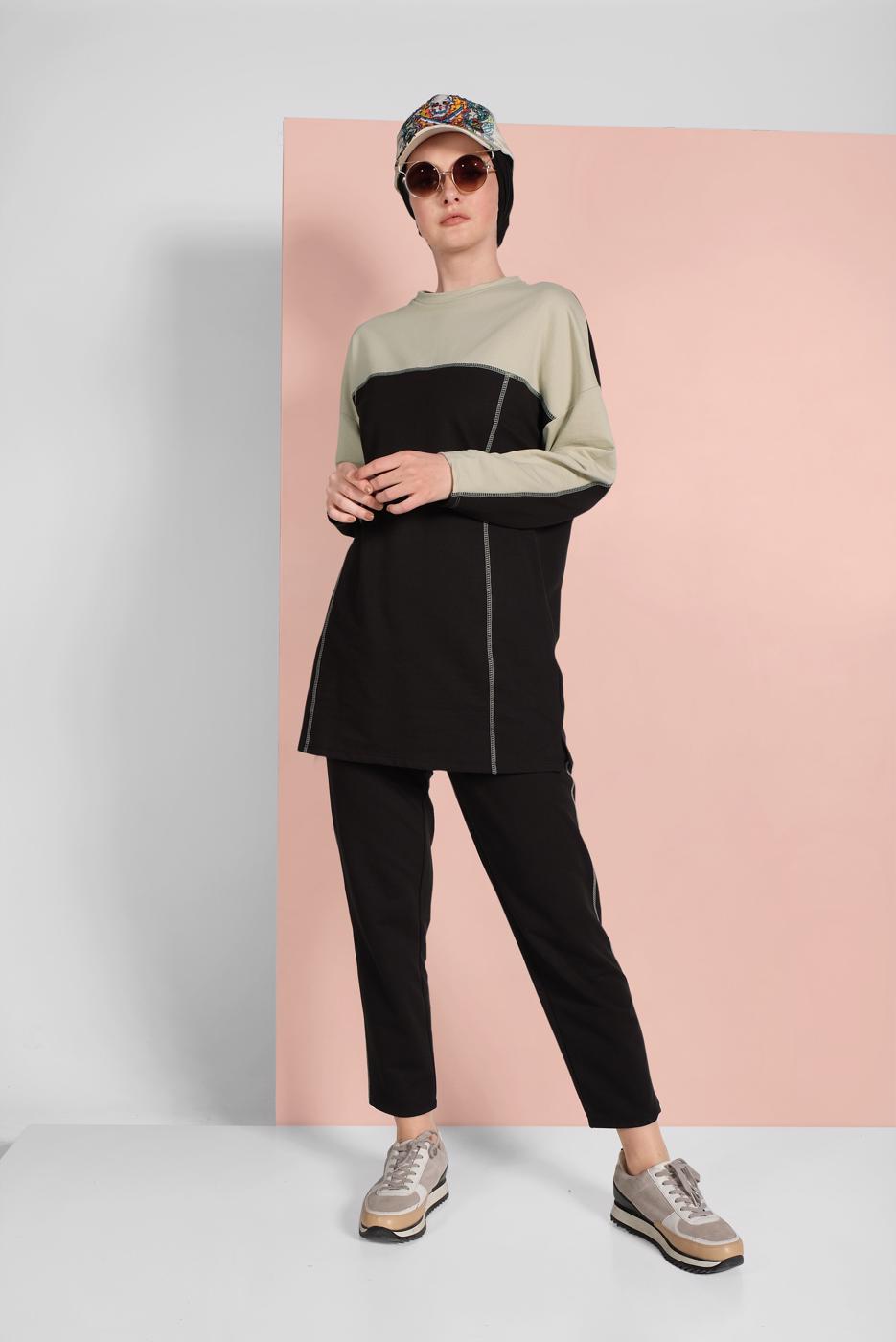 Tesettür giyim YEŞİL  İKİ RENKLİ EŞOFMAN TAKIM 238