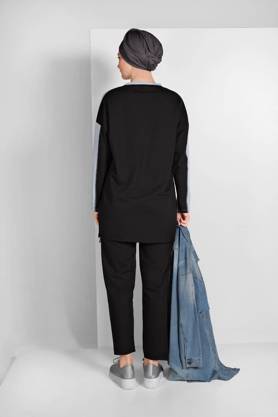 Tesettür giyim GRİ  İKİ RENKLİ EŞOFMAN TAKIM 238