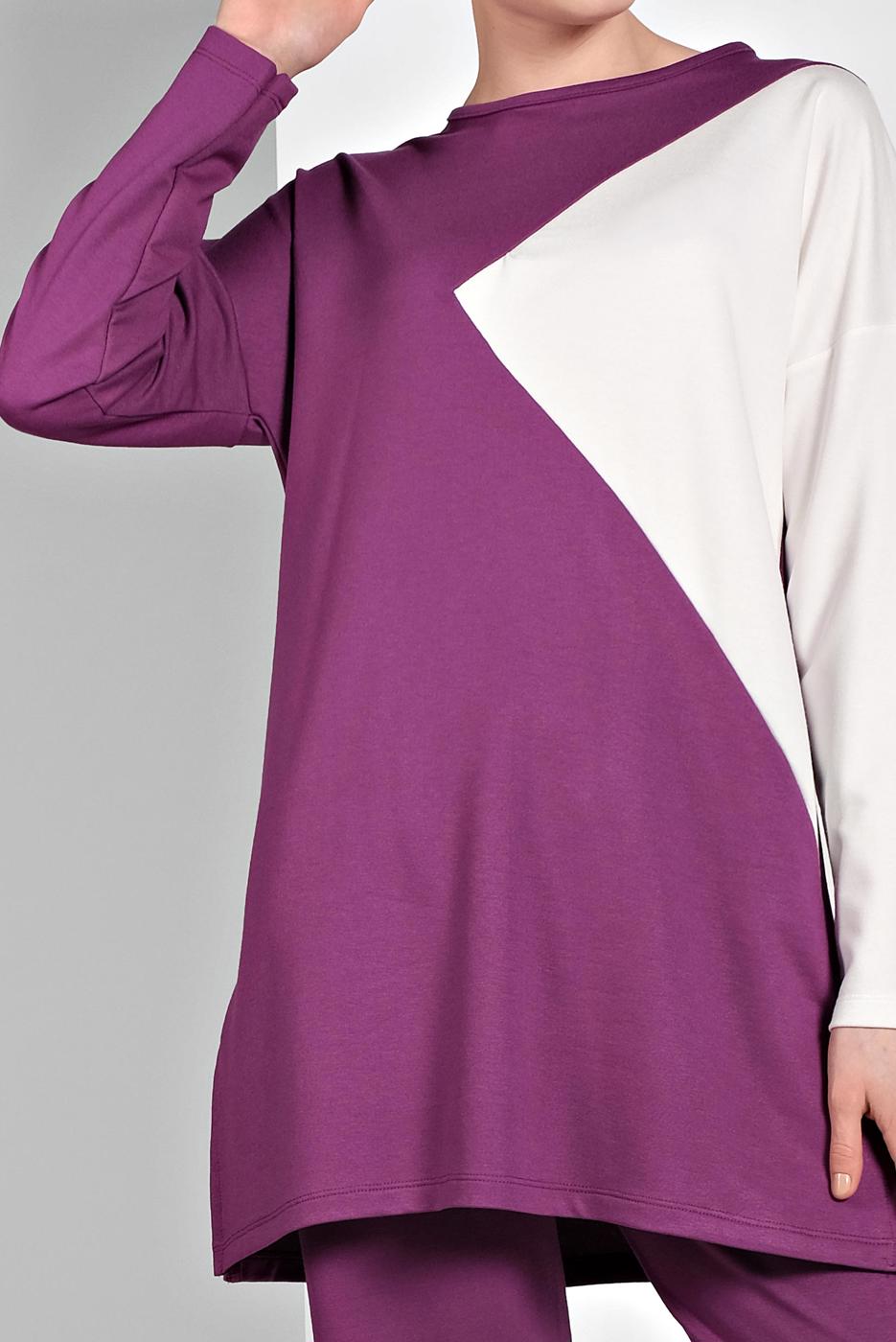 Tesettür giyim KREM DESENLİ EŞOFMAN TAKIMI 0306