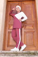 Tesettür giyim KREM DESENLİ EŞOFMAN TAKIMI 0306