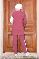 Tesettür giyim KREM DESENLİ EŞOFMAN TAKIMI 0306