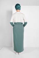 Tesettür giyim EKRU İKİ RENKLİ EŞOFMAN ELBİSE 518 