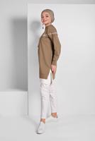 Tesettür giyim KAHVE YAZI BASKILI EŞOFMAN TUNİK 818