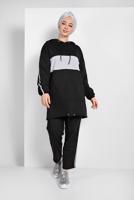 Tesettür giyim SİYAH ETEK UCU BÜZGÜLÜ EŞOFMAN TAKIMI 838