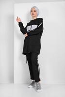 Tesettür giyim SİYAH ETEK UCU BÜZGÜLÜ EŞOFMAN TAKIMI 838