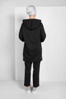 Tesettür giyim SİYAH ETEK UCU BÜZGÜLÜ EŞOFMAN TAKIMI 838