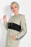 Tesettür giyim YEŞİL ETEK UCU BÜZGÜLÜ EŞOFMAN TAKIMI 838