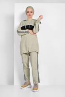 Tesettür giyim YEŞİL ETEK UCU BÜZGÜLÜ EŞOFMAN TAKIMI 838