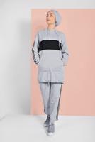 Tesettür giyim GRİ ETEK UCU BÜZGÜLÜ EŞOFMAN TAKIMI 838