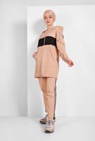 Tesettür giyim PUDRA ETEK UCU BÜZGÜLÜ EŞOFMAN TAKIMI 838