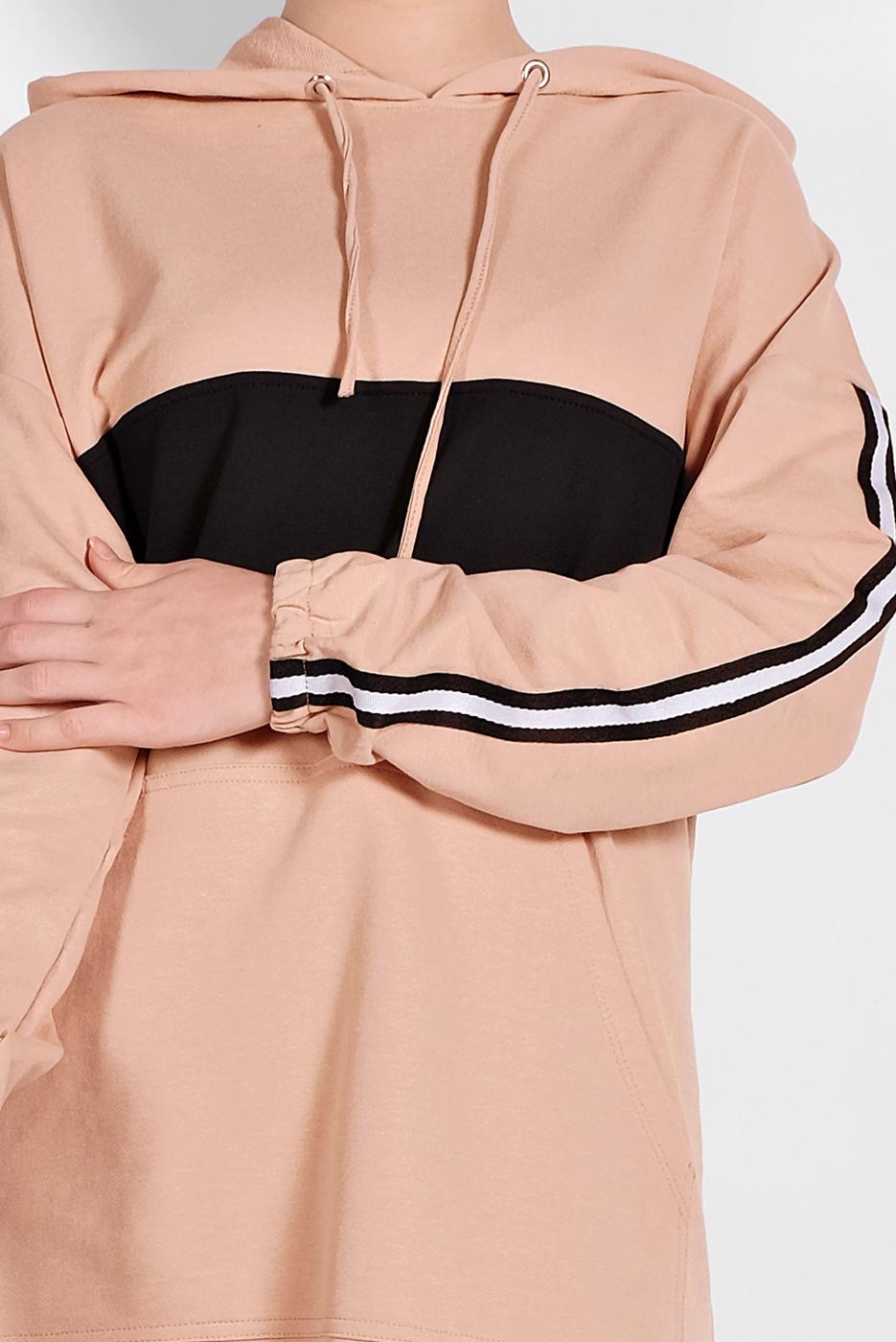 Tesettür giyim PUDRA ETEK UCU BÜZGÜLÜ EŞOFMAN TAKIMI 838