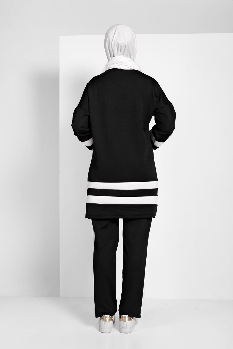 Tesettür giyim SİYAH ŞERİTLİ EŞOFMAN TAKIMI 1006 