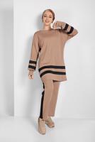Tesettür giyim BEJ ŞERİTLİ EŞOFMAN TAKIMI 1006 