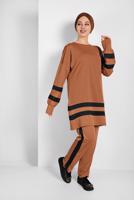 Tesettür giyim TABA ŞERİTLİ EŞOFMAN TAKIMI 1006 