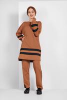 Tesettür giyim TABA ŞERİTLİ EŞOFMAN TAKIMI 1006 