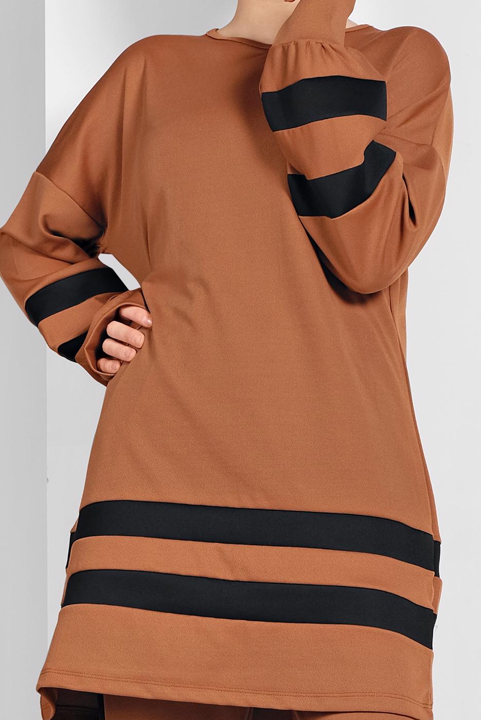 Tesettür giyim TABA ŞERİTLİ EŞOFMAN TAKIMI 1006 