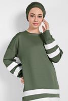 Tesettür giyim YEŞİL ŞERİTLİ EŞOFMAN TAKIMI 1006 