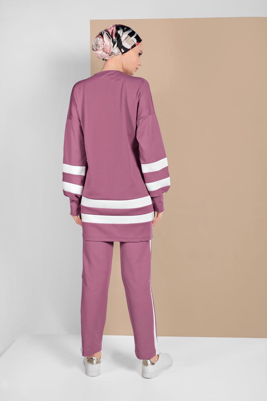 Tesettür giyim PEMBE ŞERİTLİ EŞOFMAN TAKIMI 1006 