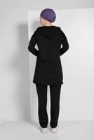 Tesettür giyim SİYAH KAPÜŞONLU EŞOFMAN TAKIMI 1519
