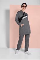 Tesettür giyim GRİ KAPÜŞONLU EŞOFMAN TAKIMI 1519