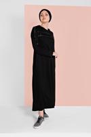Hijab clothing BLACK SEQUINNED HOODED SPORT DRESS 6406 