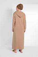 Hijab clothing BEIGE SEQUINNED HOODED SPORT DRESS 6406 