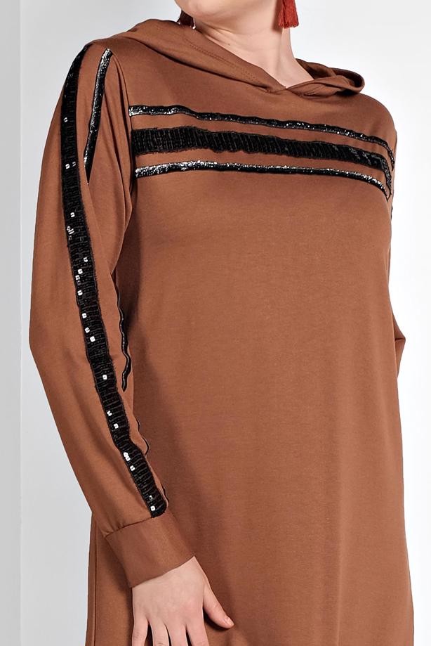 Hijab clothing TABA SEQUINNED HOODED SPORT DRESS 6406  - TRENDTESETTÜR