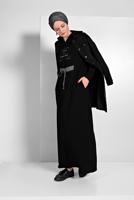 Vêtements hijab NOIR ROBE SPORT IMPRIMÉE À CAPUCHE 6819