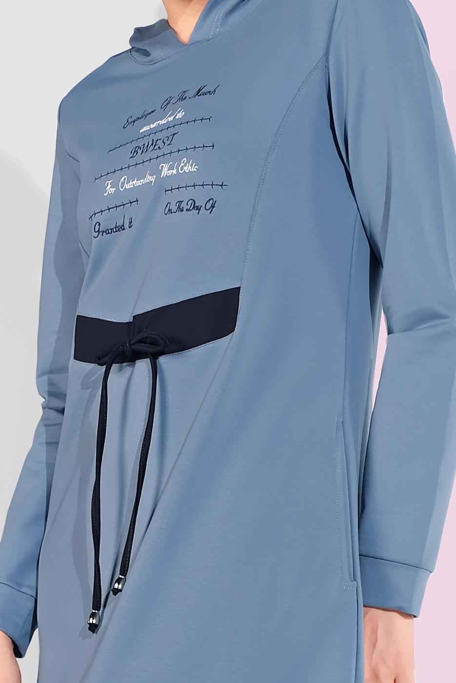 Vêtements hijab BLEU ROBE SPORT IMPRIMÉE À CAPUCHE 6819