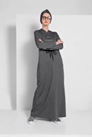 Hijab clothing GREY PRINTED HOODED SPORT DRESS 6819 