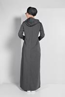 Hijab clothing GREY PRINTED HOODED SPORT DRESS 6819 