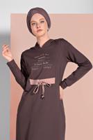 Vêtements hijab BRUN ROBE SPORT IMPRIMÉE À CAPUCHE 6819