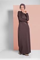 Vêtements hijab BRUN ROBE SPORT IMPRIMÉE À CAPUCHE 6819