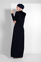 Hijab clothing NAVY BLUE PRINTED HOODED SPORT DRESS 6819 