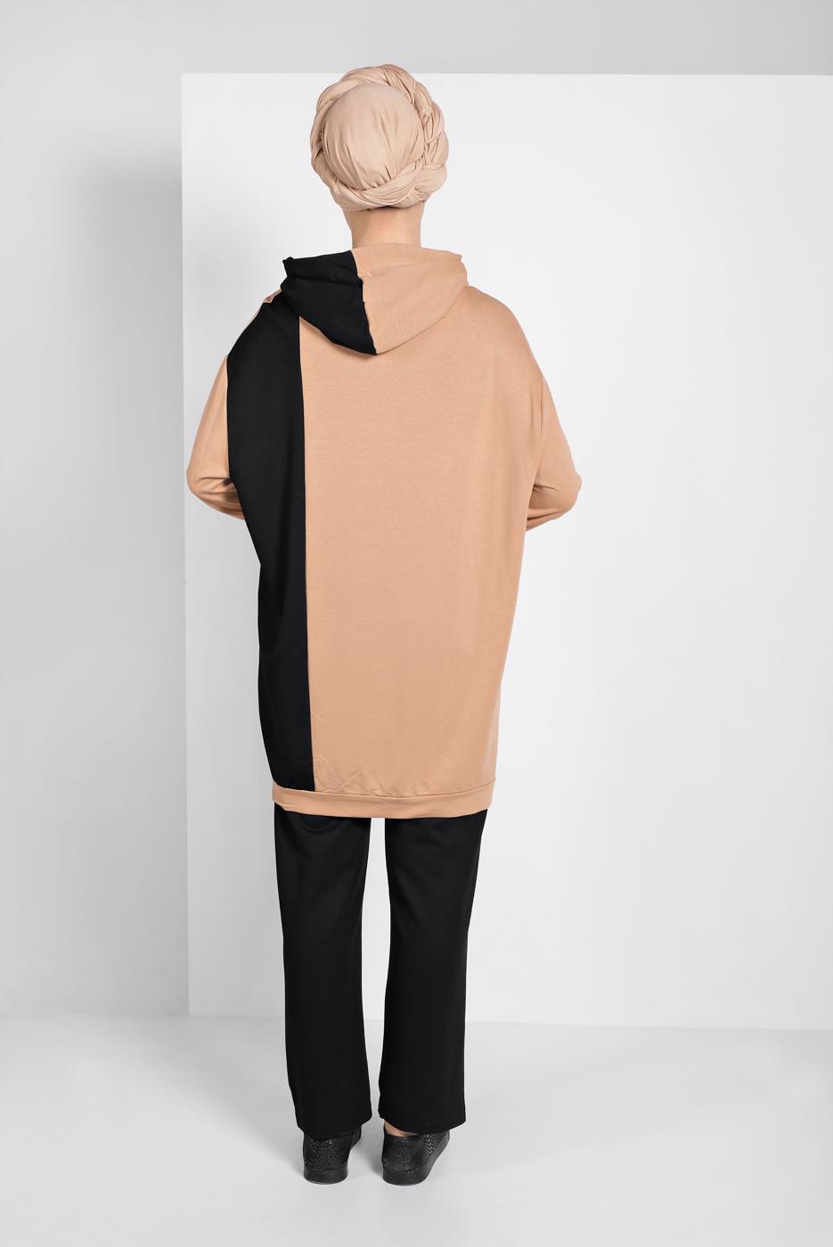 Tesettür giyim BEJ ÇİFT RENKLİ EŞOFMAN TAKIMI 7006