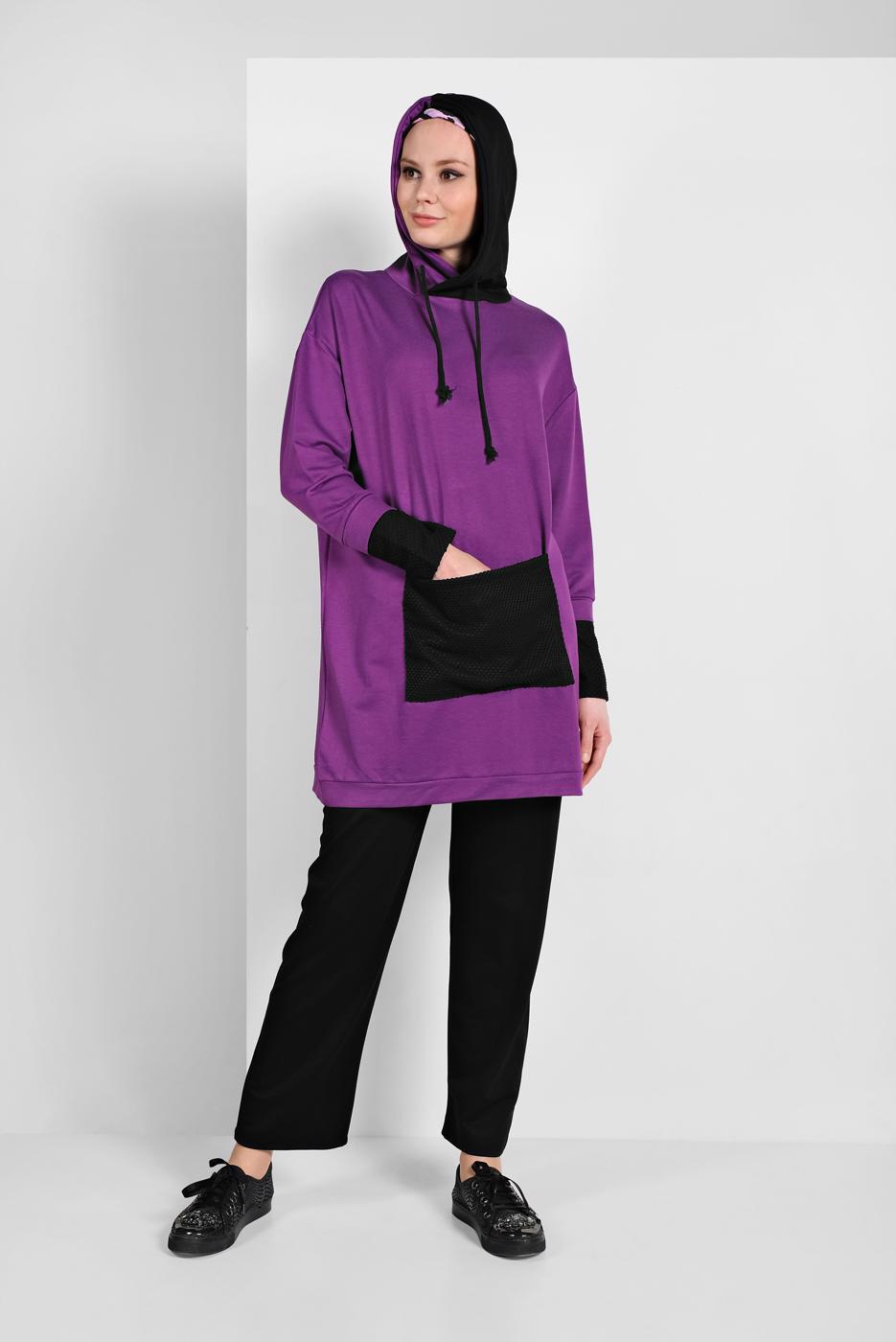 Tesettür giyim MOR ÇİFT RENKLİ EŞOFMAN TAKIMI 7006